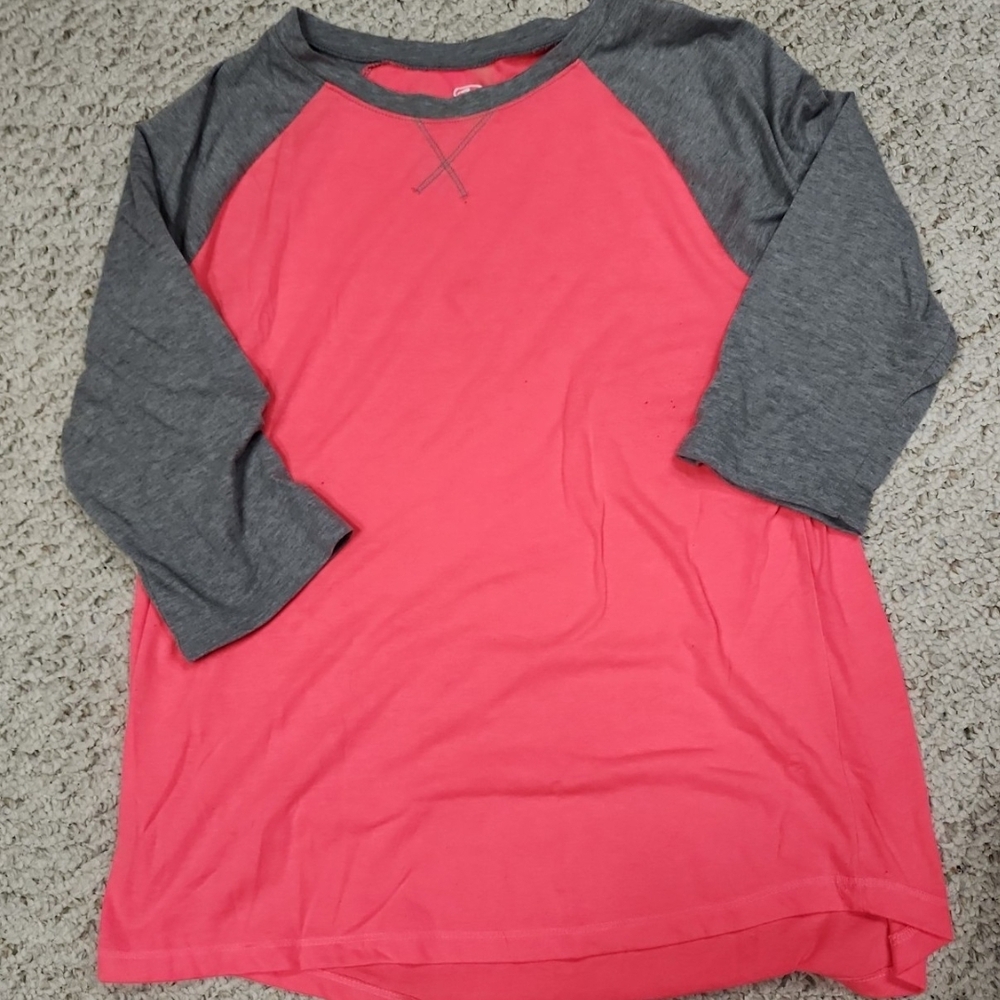 Gray and Pink 3/4 Sleeve Athletic Shirt